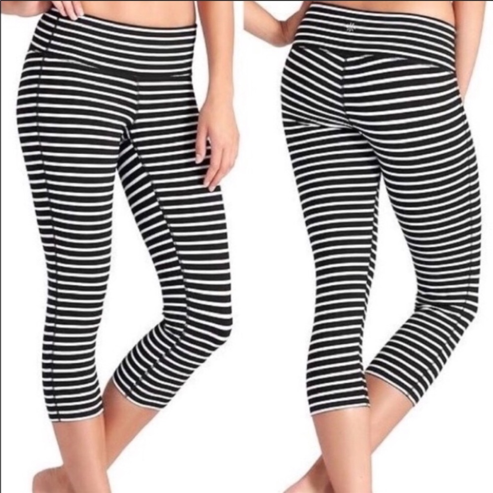 Athleta Black White Striped Leggings XS